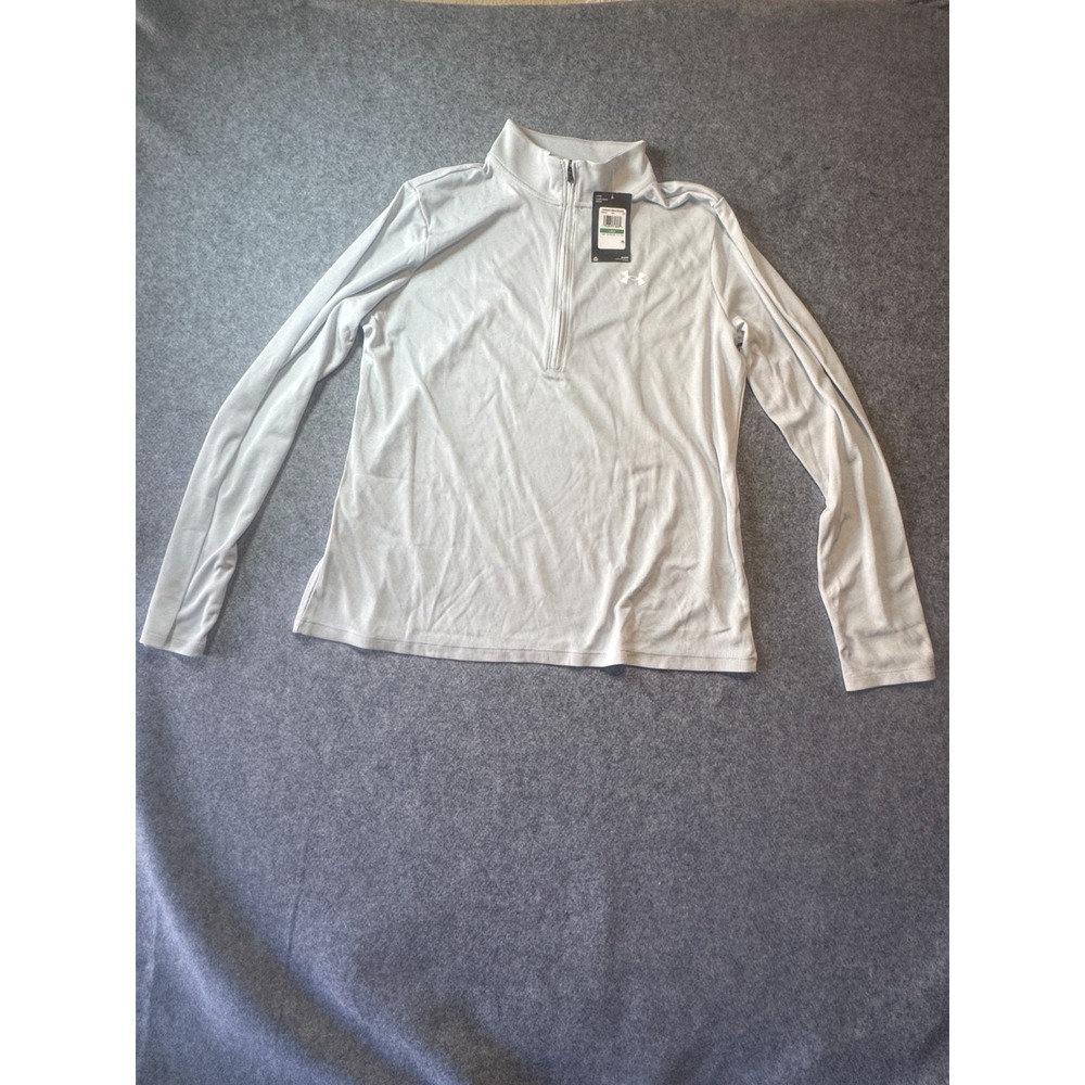 Under Armour Tech Textured 1/2 Zip Top Womens Large Lt Gray Gym Training Workout